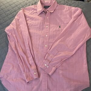 VTG Ralph Lauren Classic Pink Windowpane LS Button Down Shirt 16 1/2. EUC